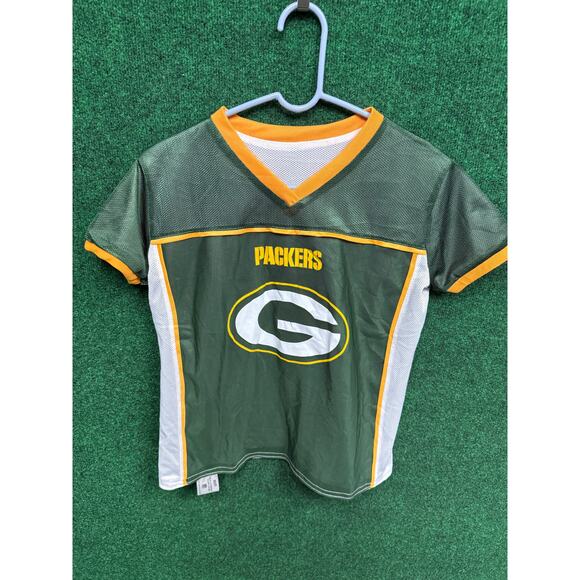 Youth Green Bay Packers NFL Reversible Green & White Flag Football Jersey Large - Picture 1 of 5
